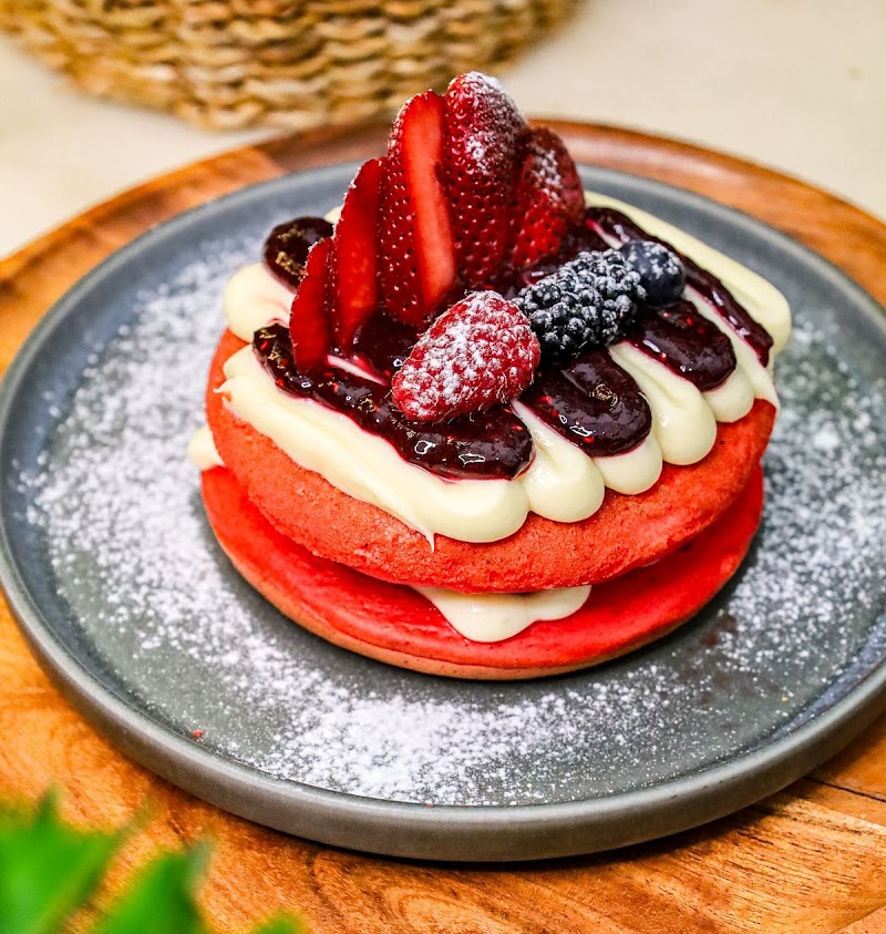 Red velvet pancakes